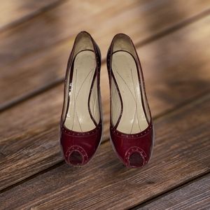 Beautiful Burgundy Kate Spade Peep Toe Heels Size 6M